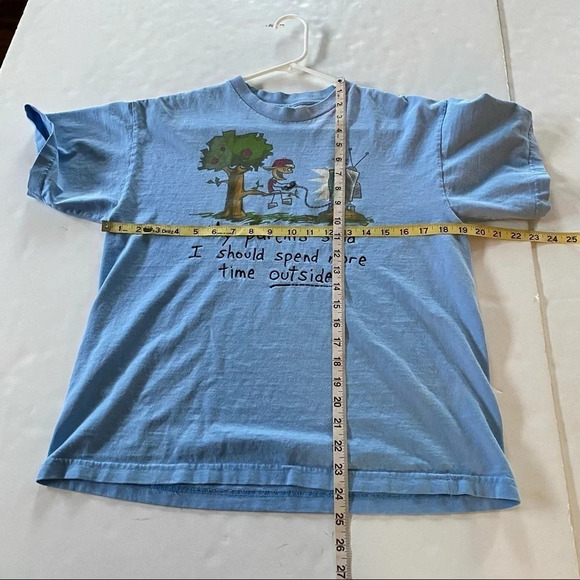 Vintage 90s Hilarious Gamer Tshirt Light Blue Unisex Size Medium Tee T-Shirt - Picture 6 of 12